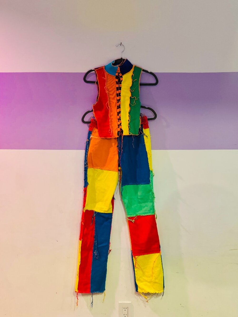 STYLED SET // Bright Rainbow Colorblock Jeans & Halter Top